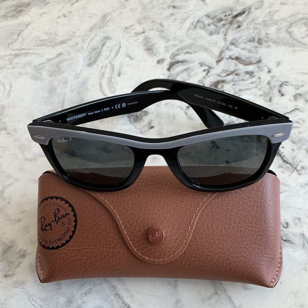 Ray‑Ban RB2240 Wayfarer Sunglasses 50‑22‑150 Two‑Tone Polarized Made In Italy